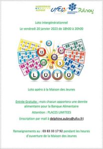 Affiche du loto intergénérationnel de la Mission Ados